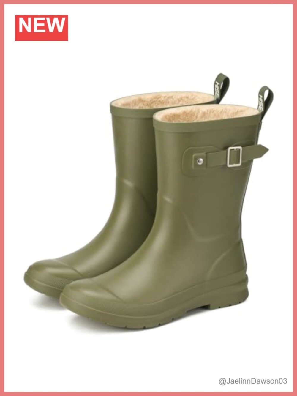 HISEA Waterproof Rubber Snow Boots Fleece-Lined Mid-Calf Pull-On